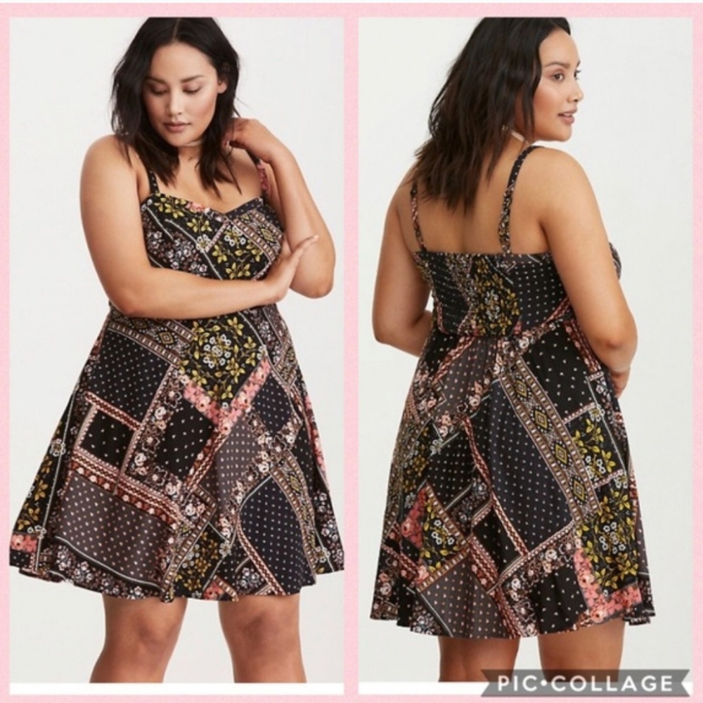 Torrid mixed print challis sundress size 00 (0x)